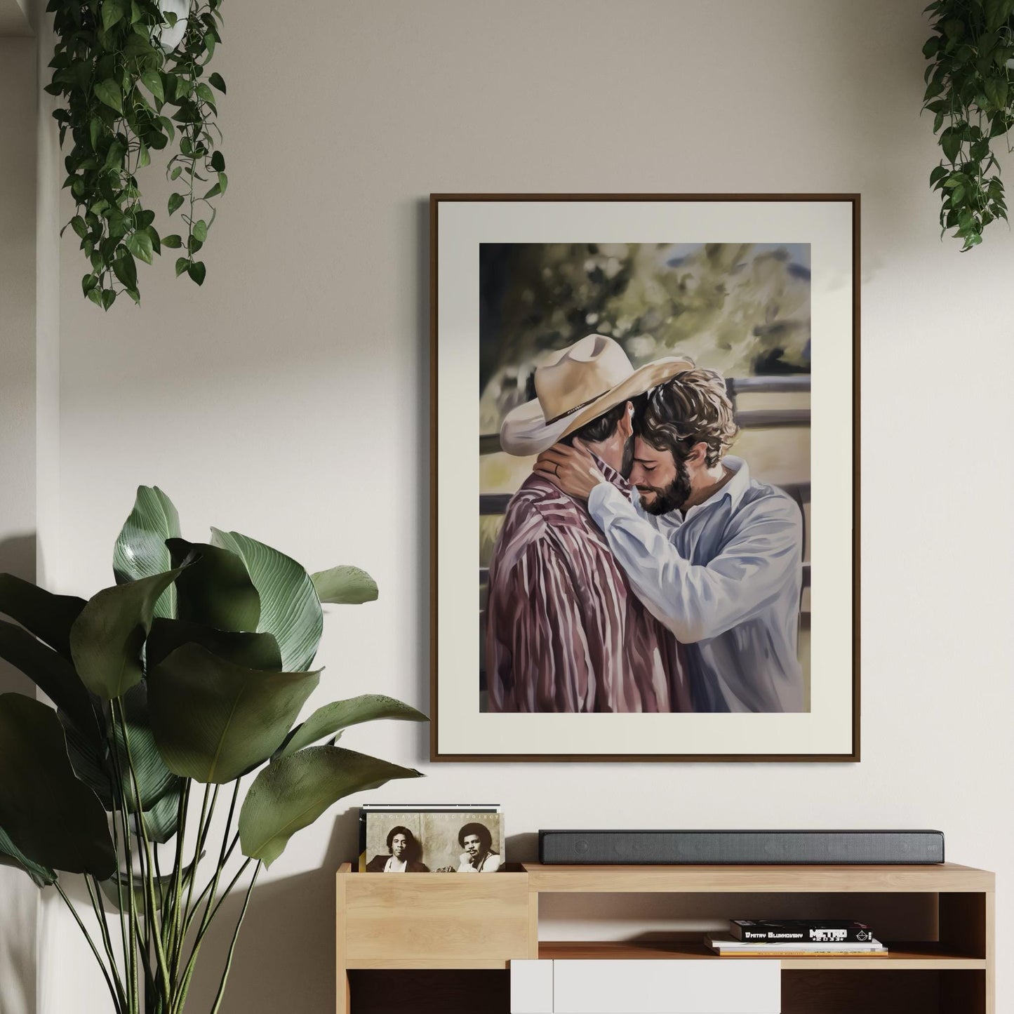 Where Cowboys Cry Softly – Queer Cowboy Watercolour Print | Gay Romance Art | Emotional LGBTQ+ Decor | Unframed Aesthetic Wall Print