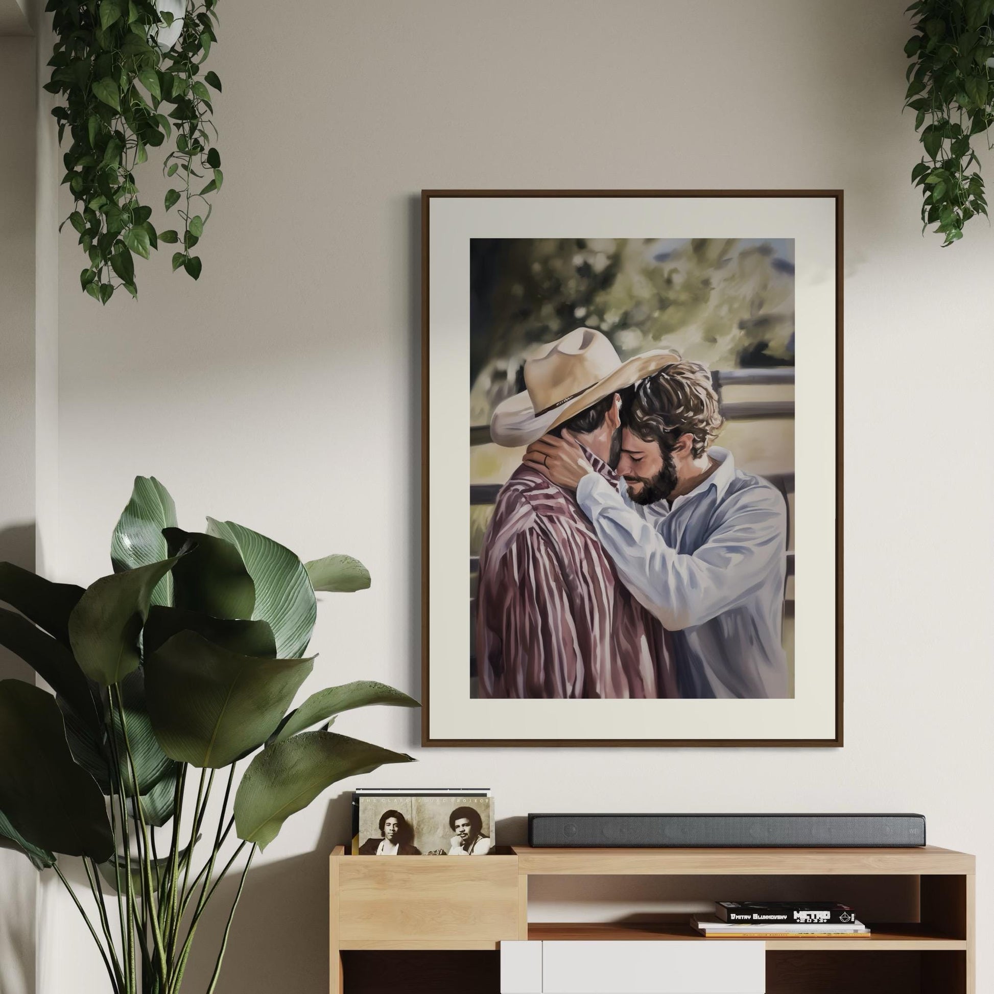 Where Cowboys Cry Softly – Queer Cowboy Watercolour Print | Gay Romance Art | Emotional LGBTQ+ Decor | Unframed Aesthetic Wall Print