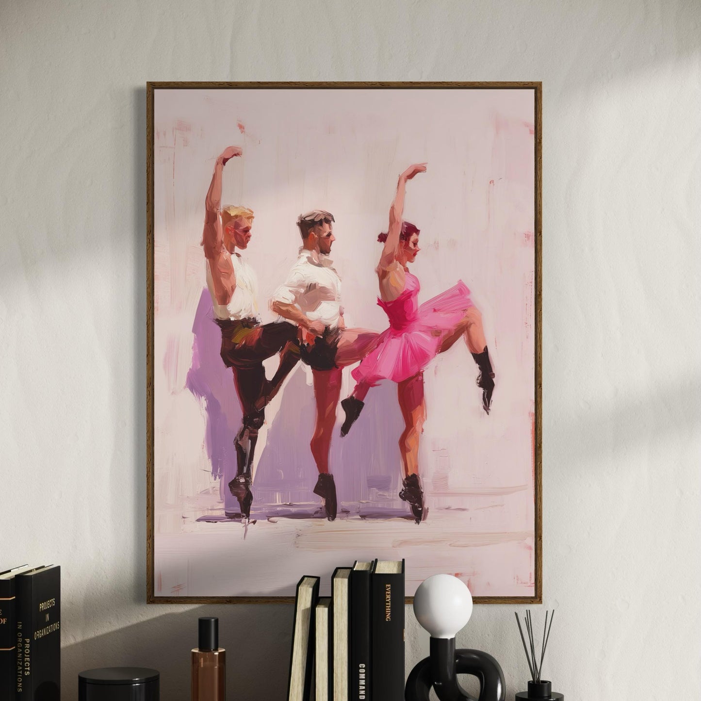 Empowered & en Pointe – Queer Ballet Oil Painting Print | Gay Dance Wall Art in Pink | LGBTQ+ Balletcore Decor – Unframed Matte Poster
