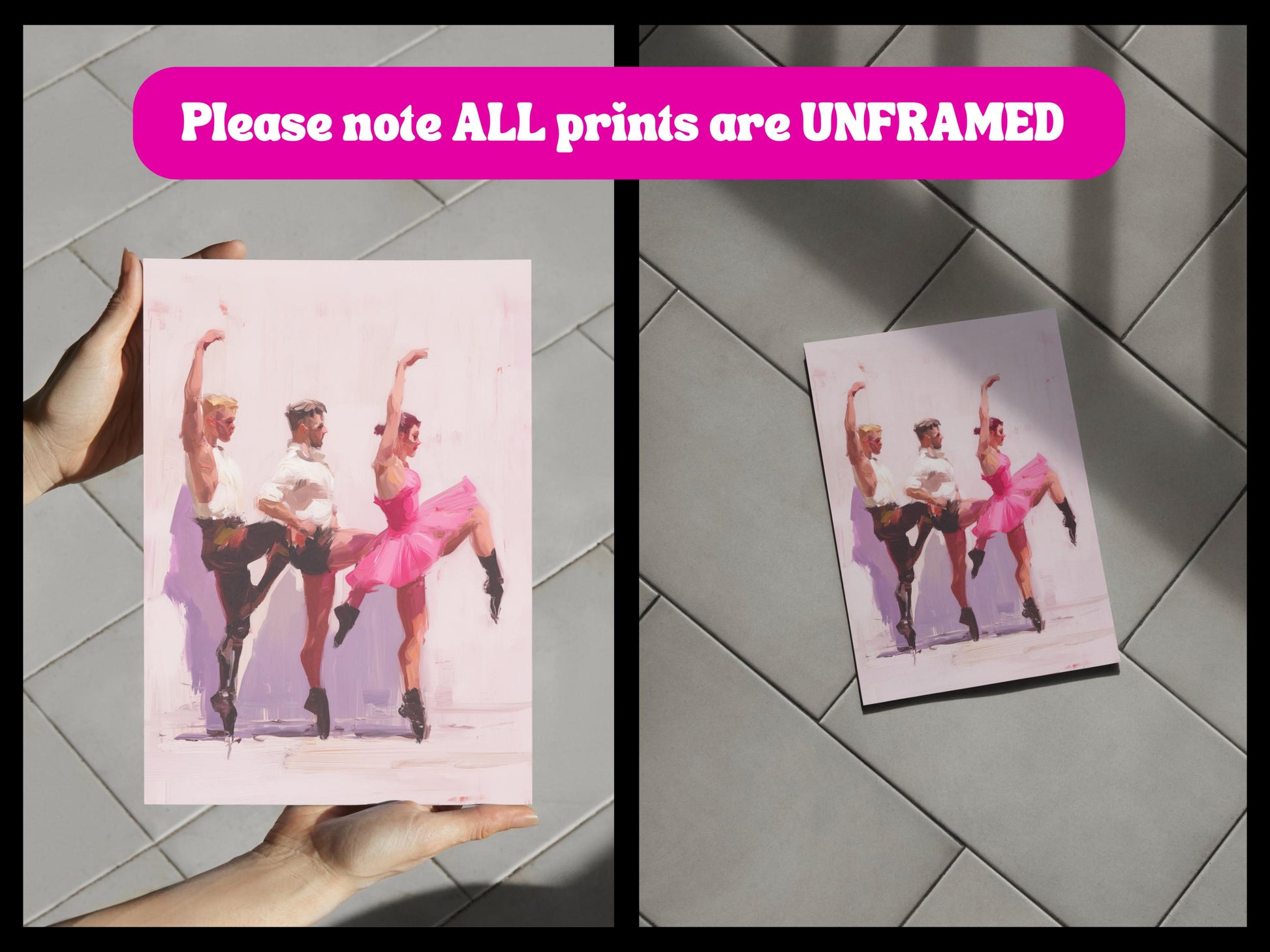 Empowered & en Pointe – Queer Ballet Oil Painting Print | Gay Dance Wall Art in Pink | LGBTQ+ Balletcore Decor – Unframed Matte Poster
