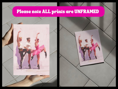 Empowered & en Pointe – Queer Ballet Oil Painting Print | Gay Dance Wall Art in Pink | LGBTQ+ Balletcore Decor – Unframed Matte Poster