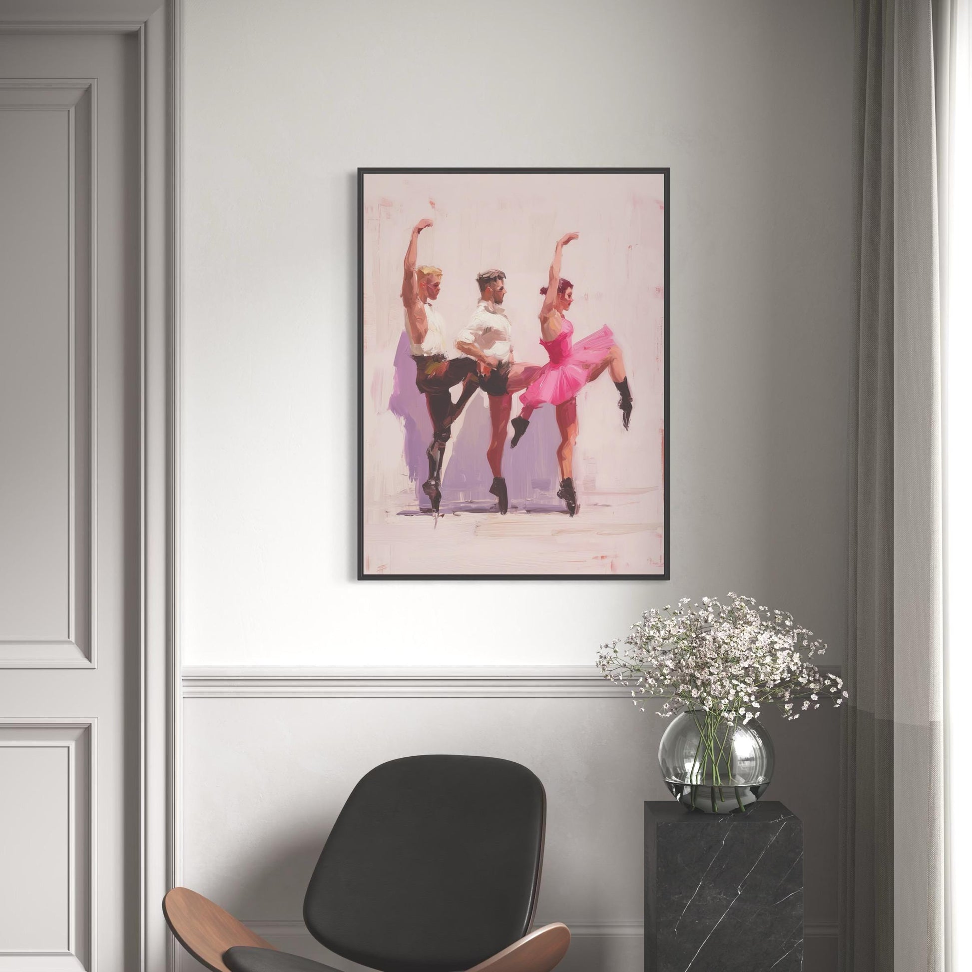 Empowered & en Pointe – Queer Ballet Oil Painting Print | Gay Dance Wall Art in Pink | LGBTQ+ Balletcore Decor – Unframed Matte Poster