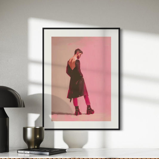 Standing Issue – Queer Art Print | Pink Platform Boots Oil Painting | Fashion-Forward Gay Wall Art – Unframed Matte LGBTQ+ Poster