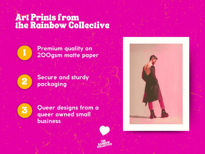 Standing Issue – Queer Art Print | Pink Platform Boots Oil Painting | Fashion-Forward Gay Wall Art – Unframed Matte LGBTQ+ Poster