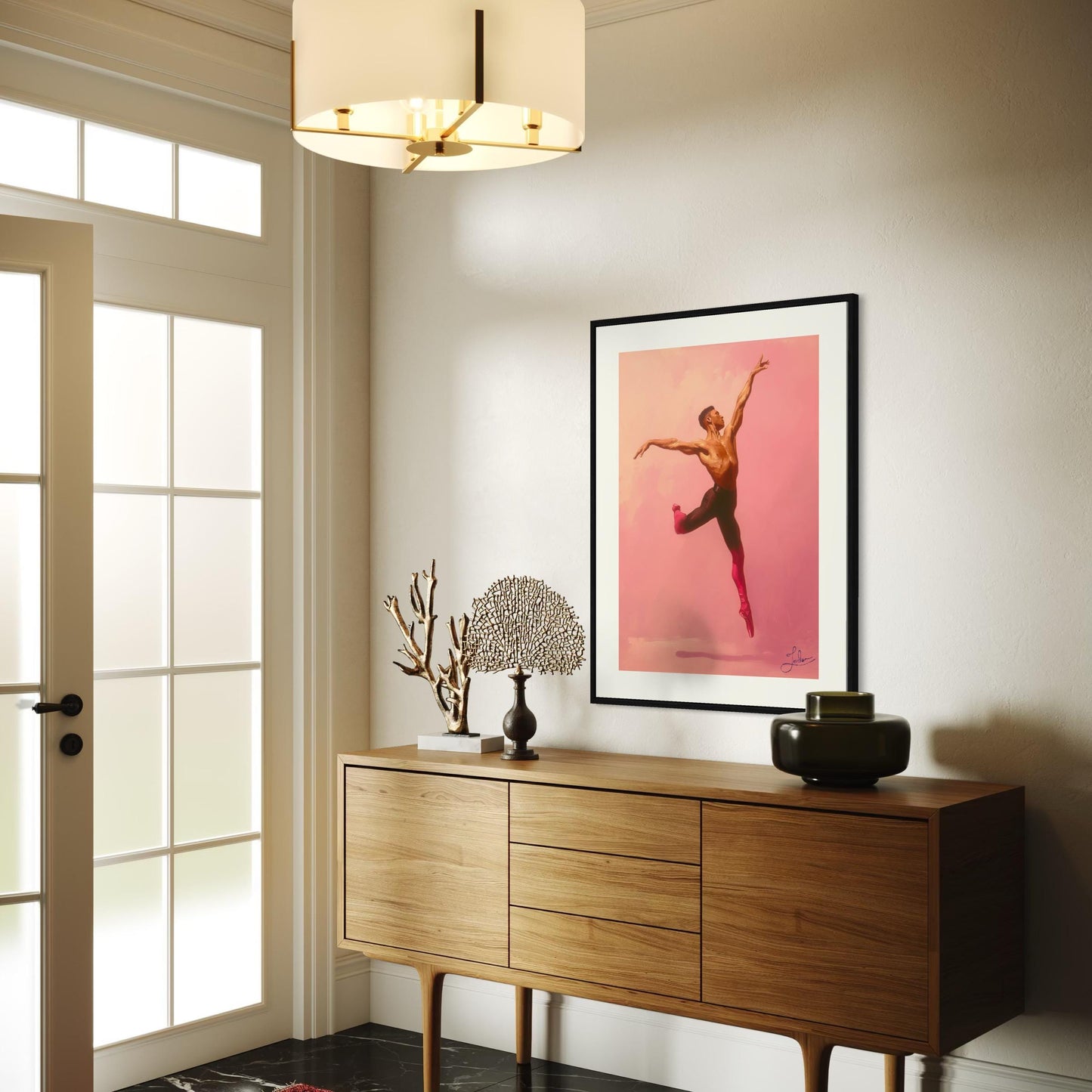 Flight Risk – Queer Ballet Wall Art Print | Gay Dancer in Pink Pointe Boots | LGBTQ+ Oil Painting Poster – Unframed Matte Artwork
