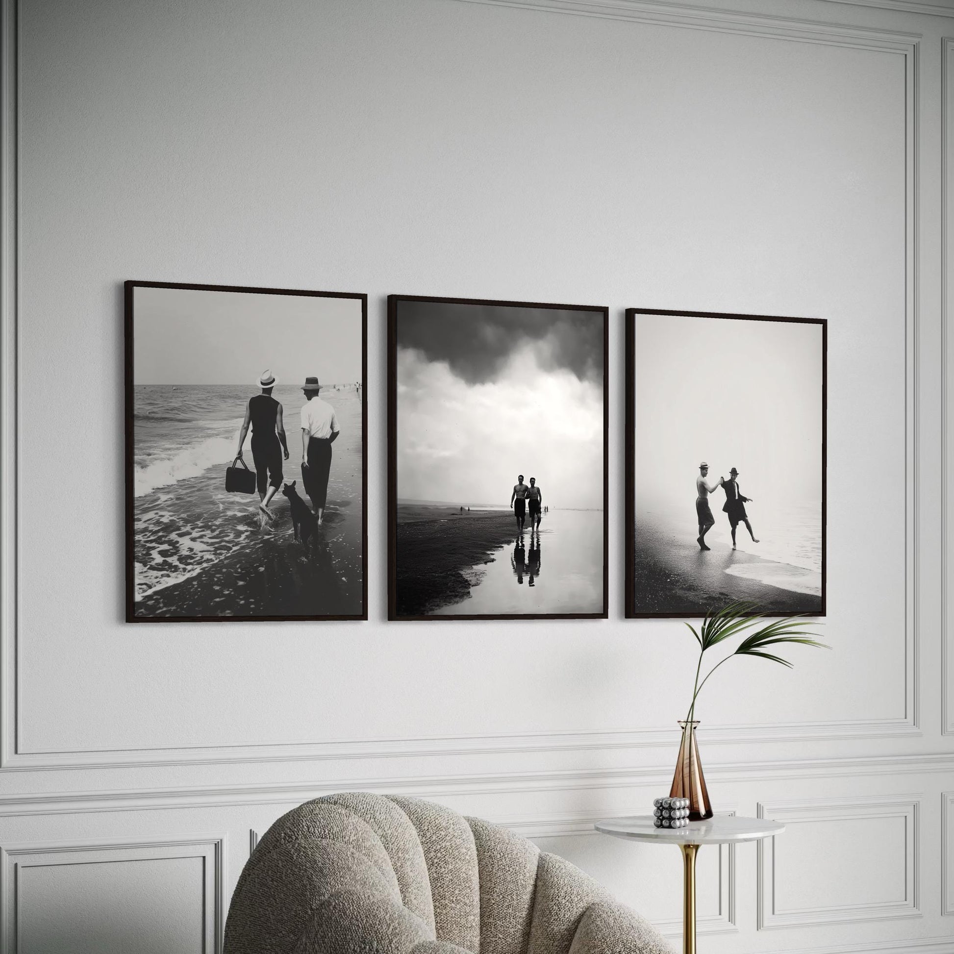 Coastal Affairs (2 of 3) – Vintage Style Gay Couple Beach Photo Print set | Queer Romance Wall Art | Unframed Matte LGBTQ Photography Poster
