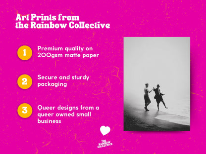 Coastal Affairs (3 of 3) – Vintage Style Gay Couple Beach Photo Print set | Queer Romance Wall Art | Unframed Matte LGBTQ Photography Poster