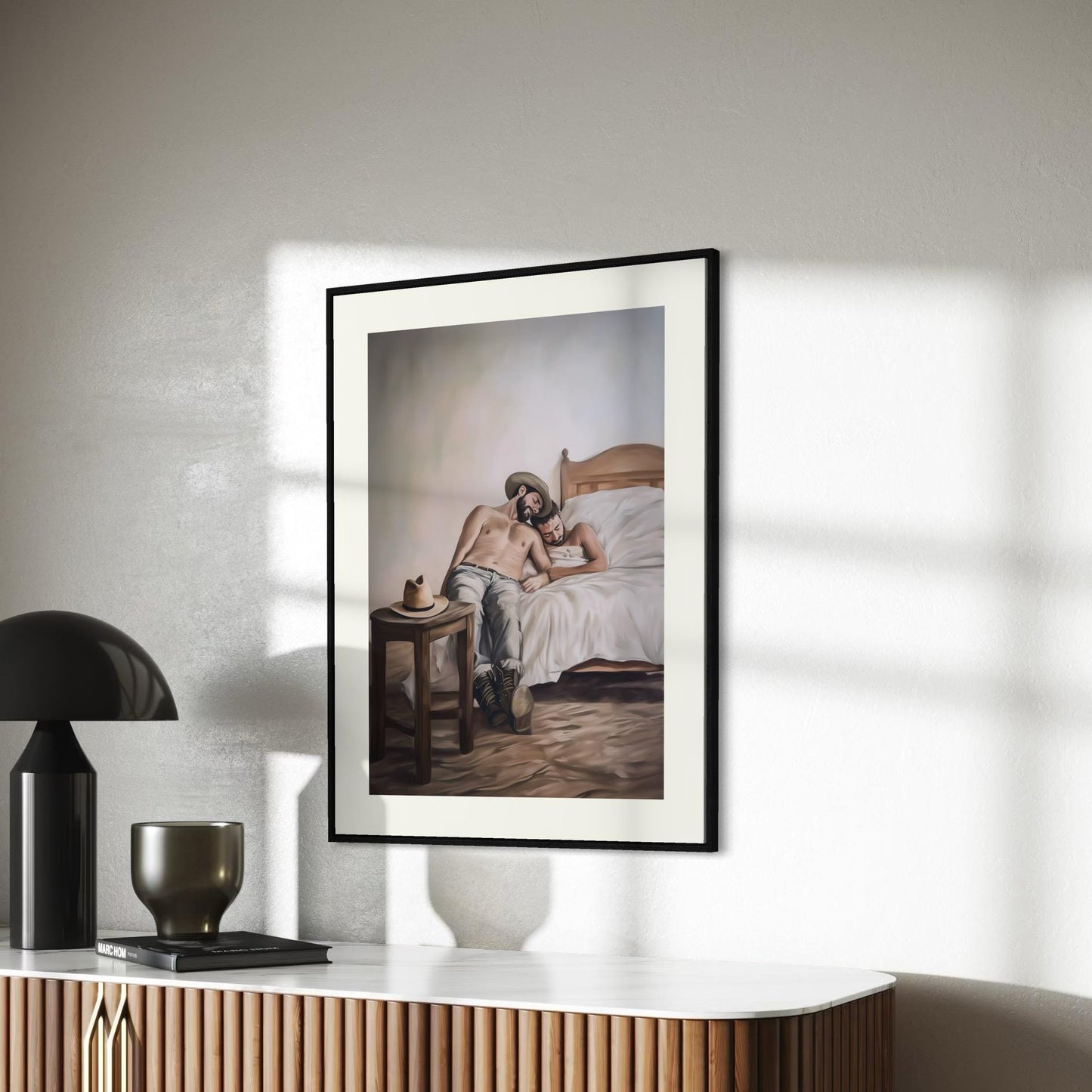 Siesta, Cowboy Style LGBTQ Wall Art | Gay Cowboy Watercolour Print | Queer Bedroom Print – Unframed Matte Intimate Country Art