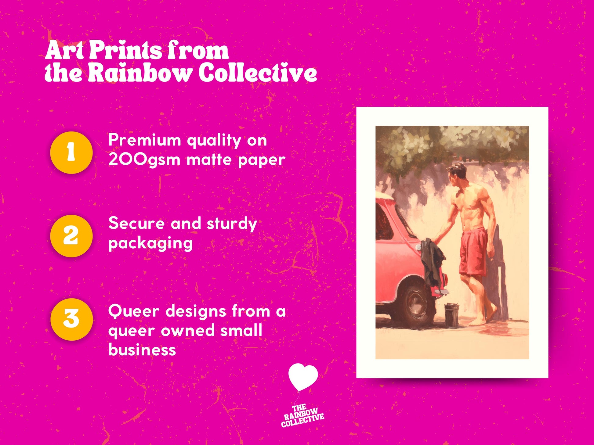 Buff & Shine – Queer Wall Art Print | Gay Car Wash Oil Painting | Shirtless Summer Fantasy – Unframed Matte LGBTQ+ Art Poster
