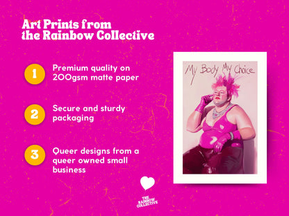 Unbinary Power – Queer Art Print Celebrating Trans & Non-Binary Pride | My Body My Choice Wall Art – Unframed Matte LGBTQ Print