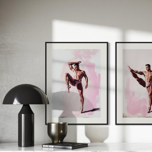 Strike a Pose (1 of 2) – Queer Ballet Wall Art Print | Gay Dancer Poster in Pink | LGBTQ+ Art – Unframed Matte Print