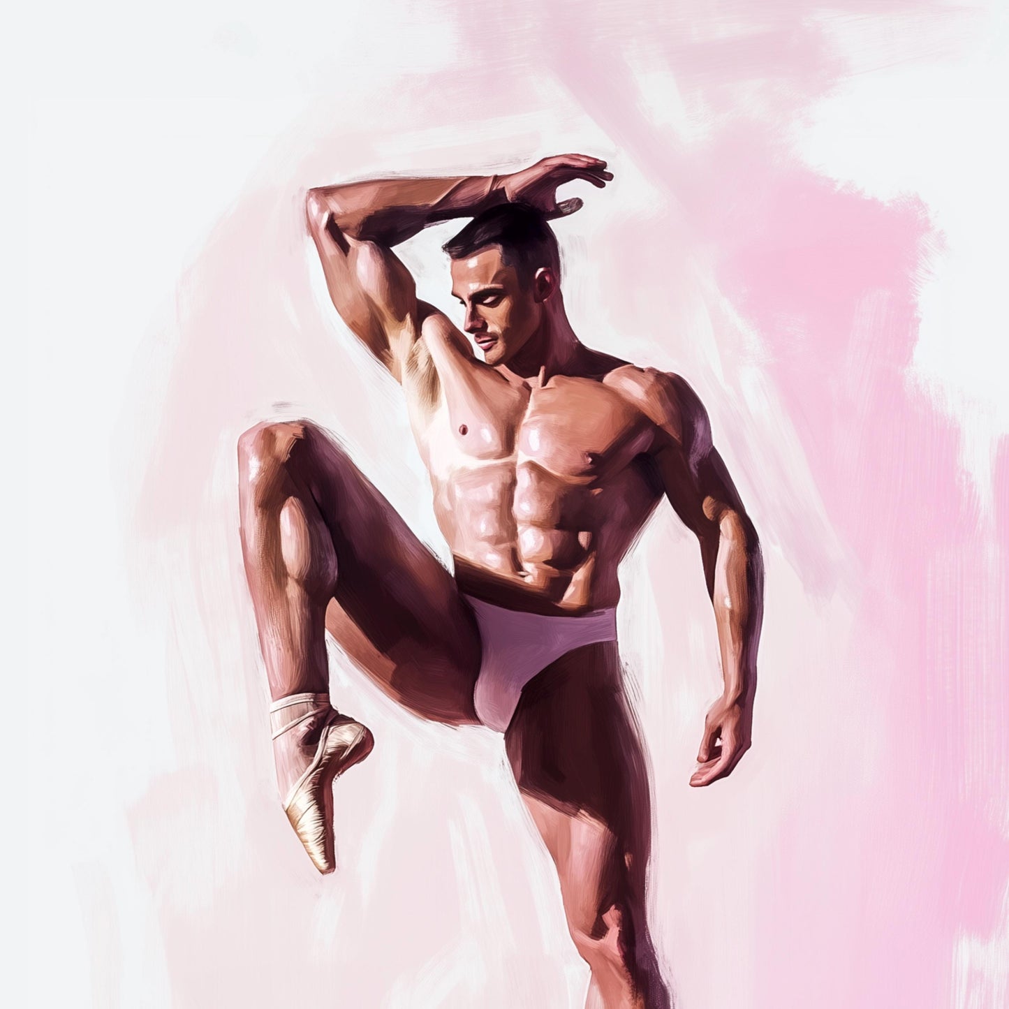 Strike a Pose (1 of 2) – Queer Ballet Wall Art Print | Gay Dancer Poster in Pink | LGBTQ+ Art – Unframed Matte Print