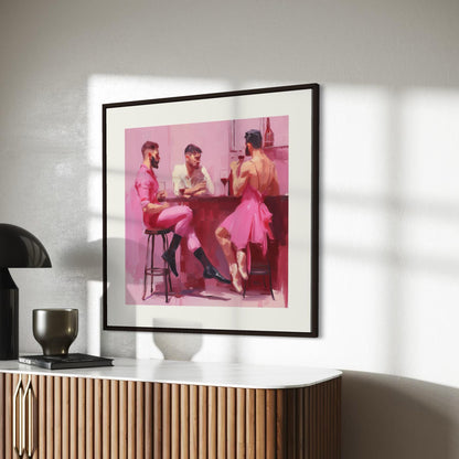 Ballet Bar Fantasy – Queer Ballet Art Print | Fabulous Gay Dancers in Pink