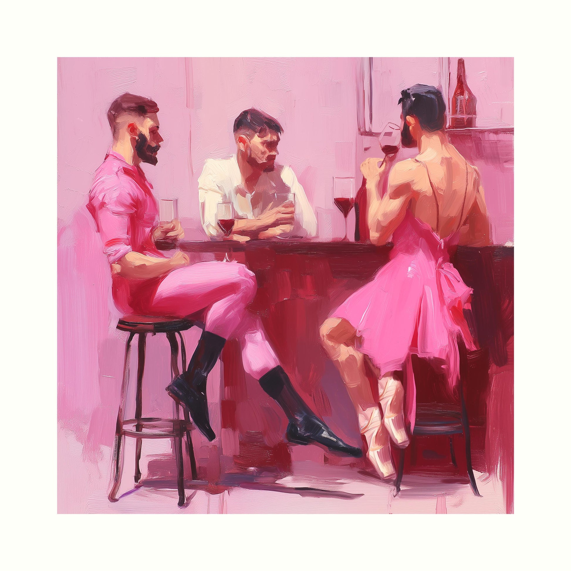 Ballet Bar Fantasy – Queer Ballet Art Print | Fabulous Gay Dancers in Pink