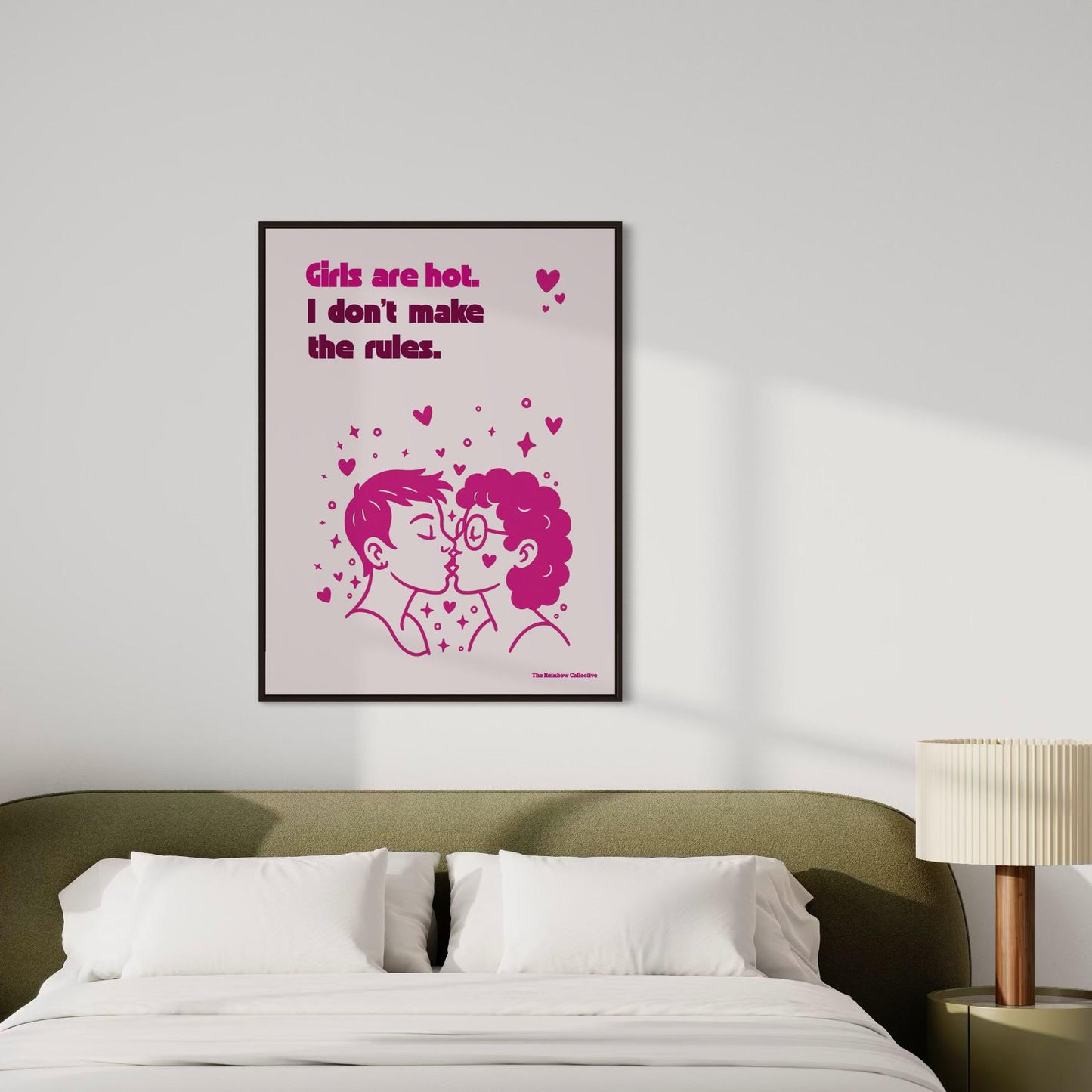 Girls Are Hot. I Don’t Make the Rules – Queer Lesbian Wall Art Print | Funny Sapphic Poster | Unframed Matte LGBTQ+ Print, Feminist Gift