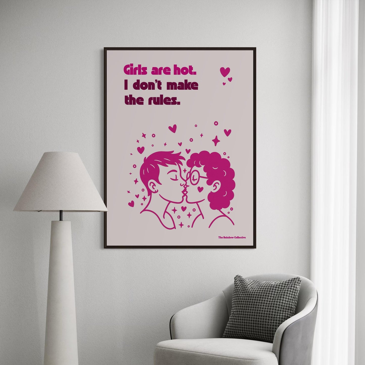 Girls Are Hot. I Don’t Make the Rules – Queer Lesbian Wall Art Print | Funny Sapphic Poster | Unframed Matte LGBTQ+ Print, Feminist Gift