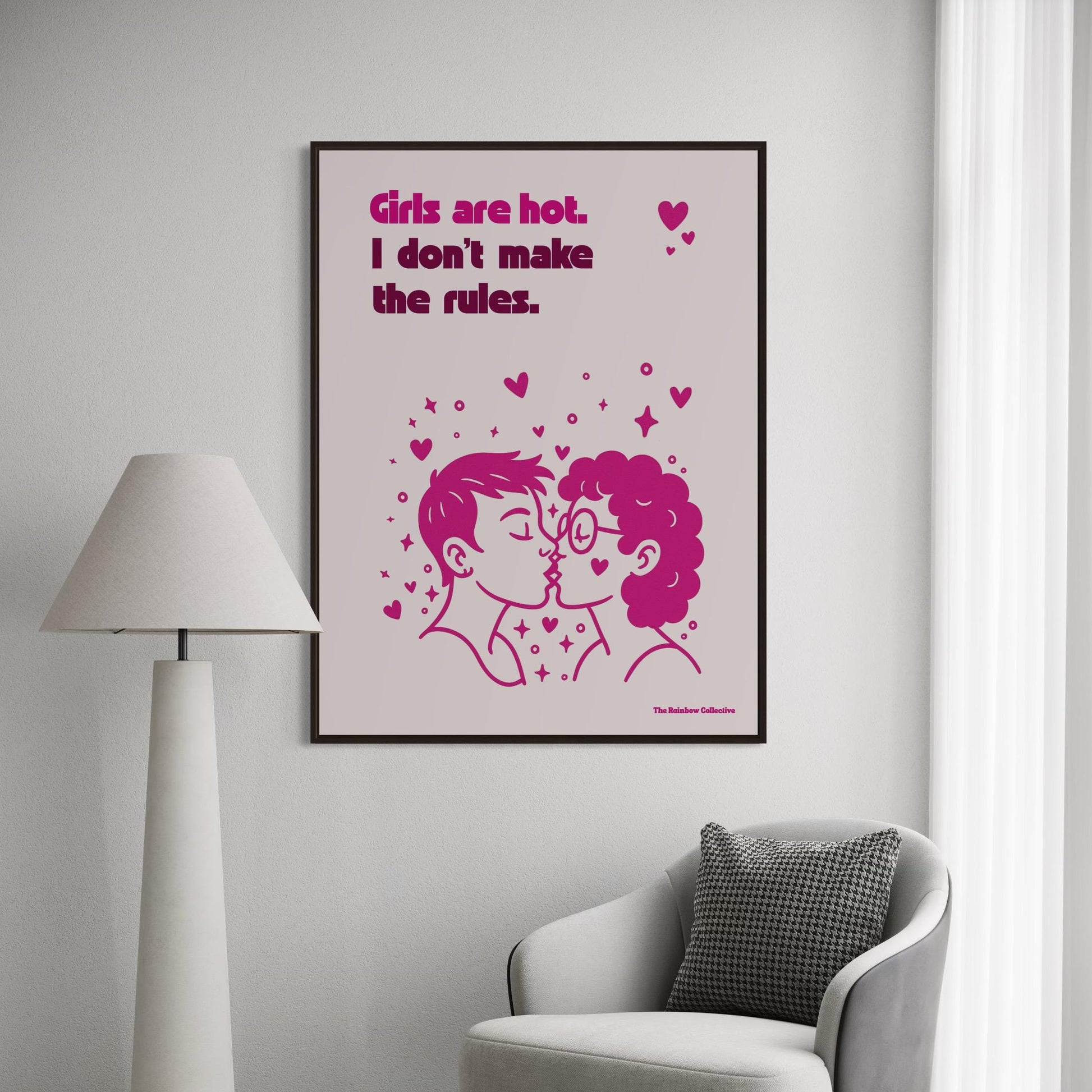 Girls Are Hot. I Don’t Make the Rules – Queer Lesbian Wall Art Print | Funny Sapphic Poster | Unframed Matte LGBTQ+ Print, Feminist Gift