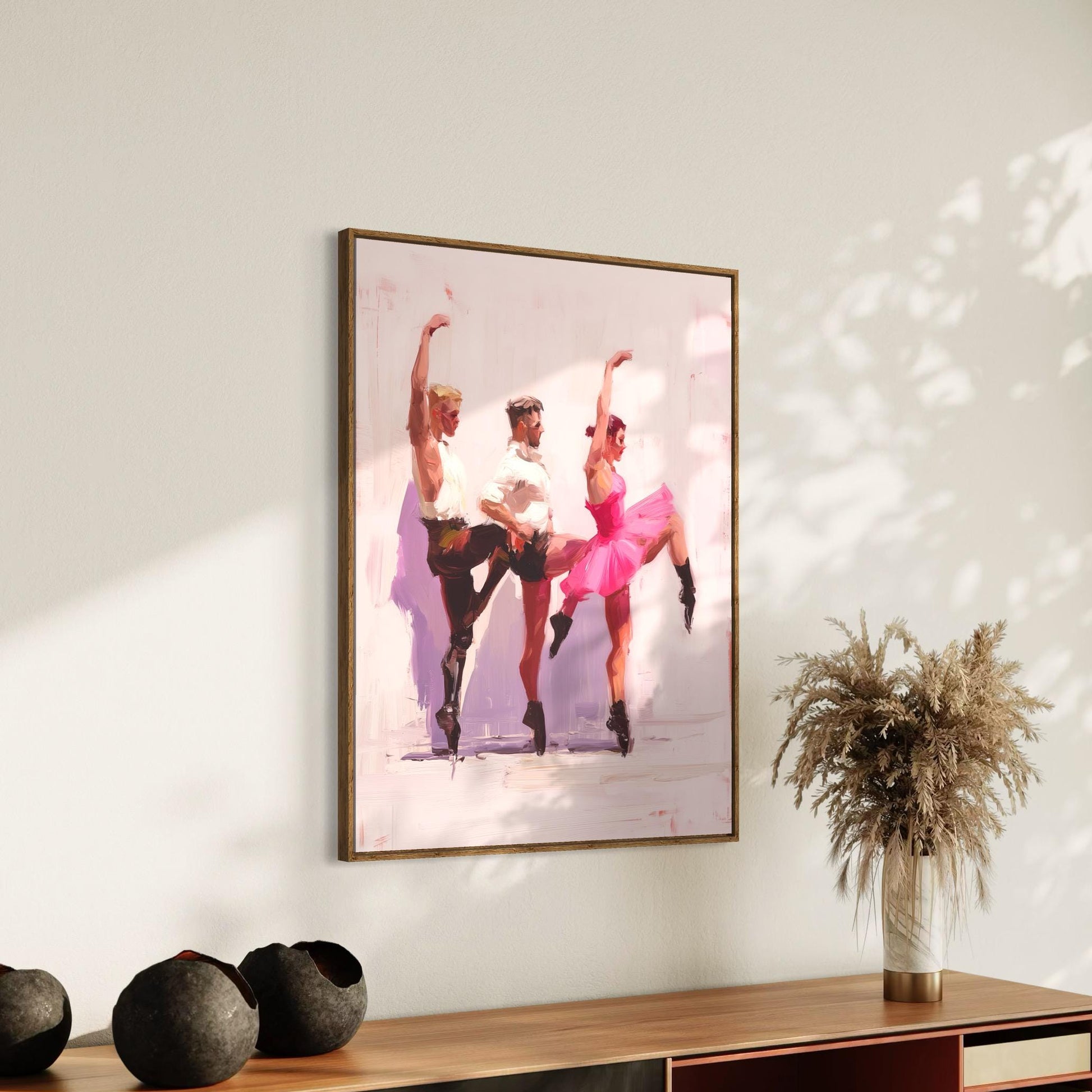 Empowered & en Pointe – Queer Ballet Oil Painting Print | Gay Dance Wall Art in Pink | LGBTQ+ Balletcore Decor – Unframed Matte Poster