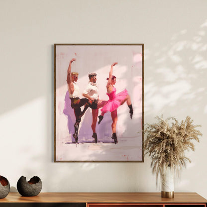 Empowered & en Pointe – Queer Ballet Oil Painting Print | Gay Dance Wall Art in Pink | LGBTQ+ Balletcore Decor – Unframed Matte Poster