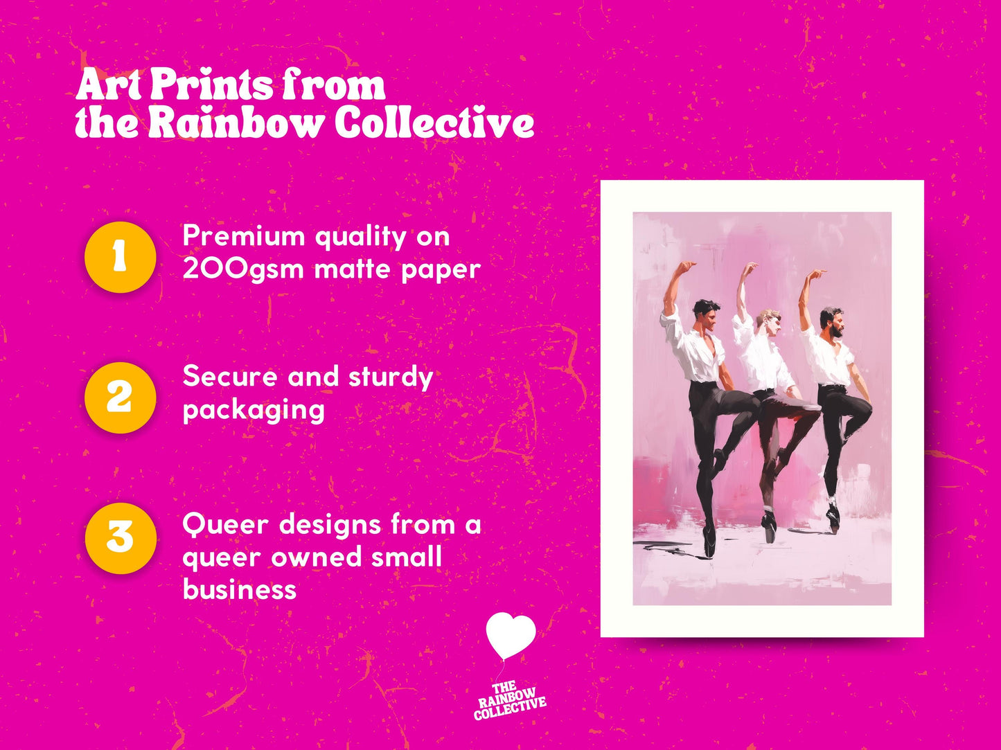 Ensemble en Pointe – Queer Ballet Oil Painting Print | LGBTQ+ Dance Wall Art | Gay Pointe Shoe Poster – Unframed Matte Art Print
