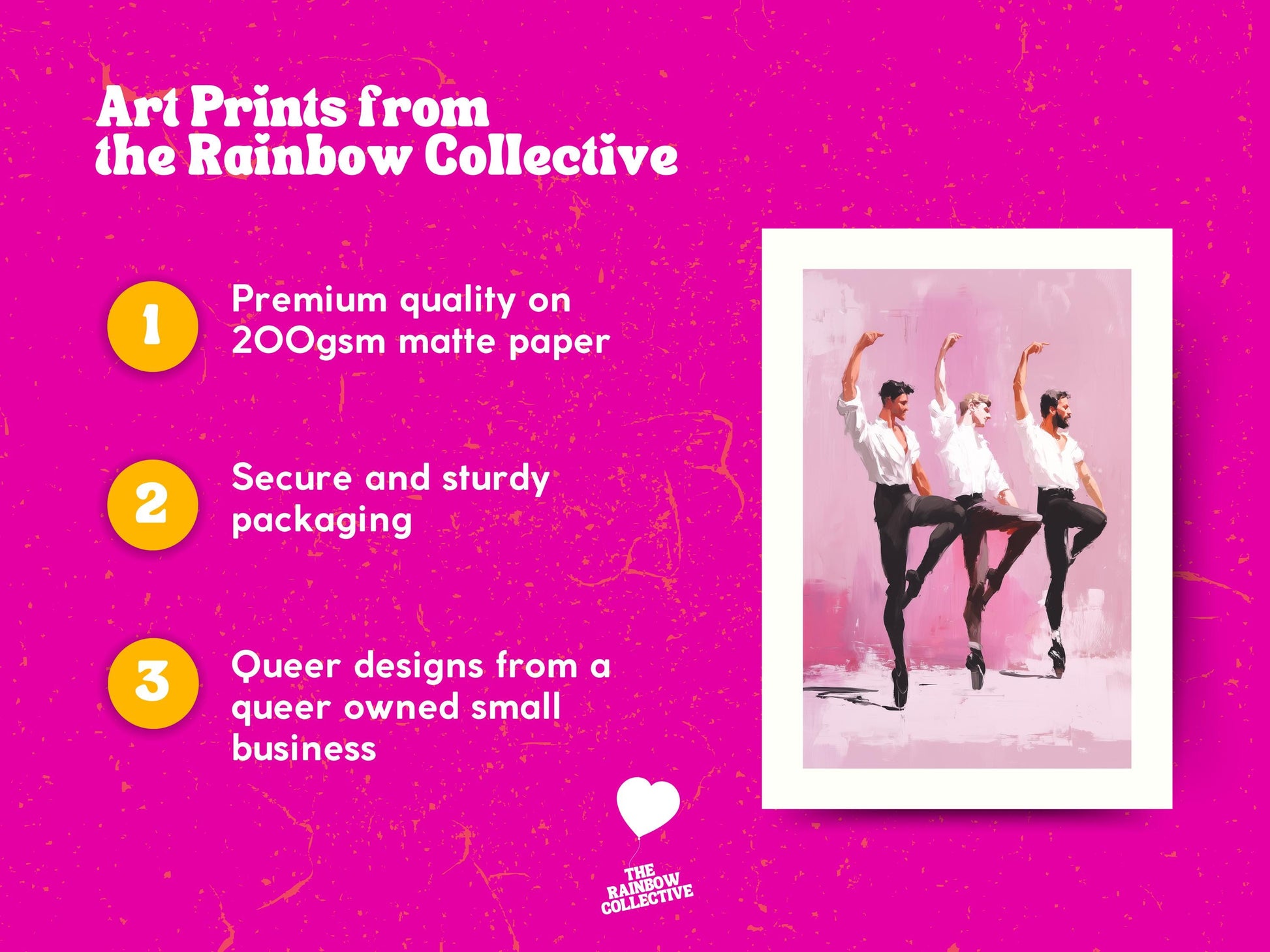 Ensemble en Pointe – Queer Ballet Oil Painting Print | LGBTQ+ Dance Wall Art | Gay Pointe Shoe Poster – Unframed Matte Art Print