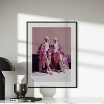 High Court High Heels Art Print – Queer Rococo-Inspired Wall Art | Camp Gay Decor | Pink Oil Painting Style | LGBTQ+ Digital Download