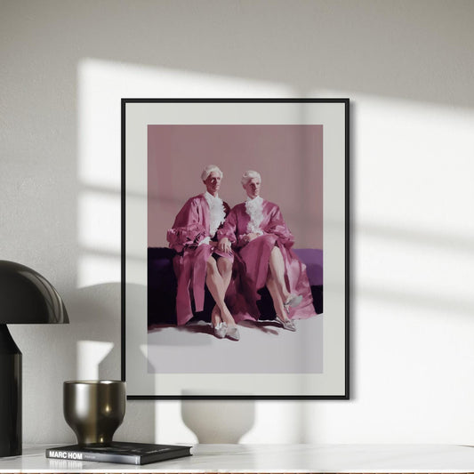 High Court High Heels Art Print – Queer Rococo-Inspired Wall Art | Camp Gay Decor | Pink Oil Painting Style | LGBTQ+ Digital Download