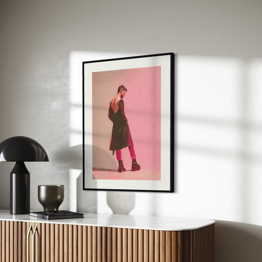 Standing Issue – Queer Art Print | Pink Platform Boots Oil Painting | Fashion-Forward Gay Wall Art – Unframed Matte LGBTQ+ Poster