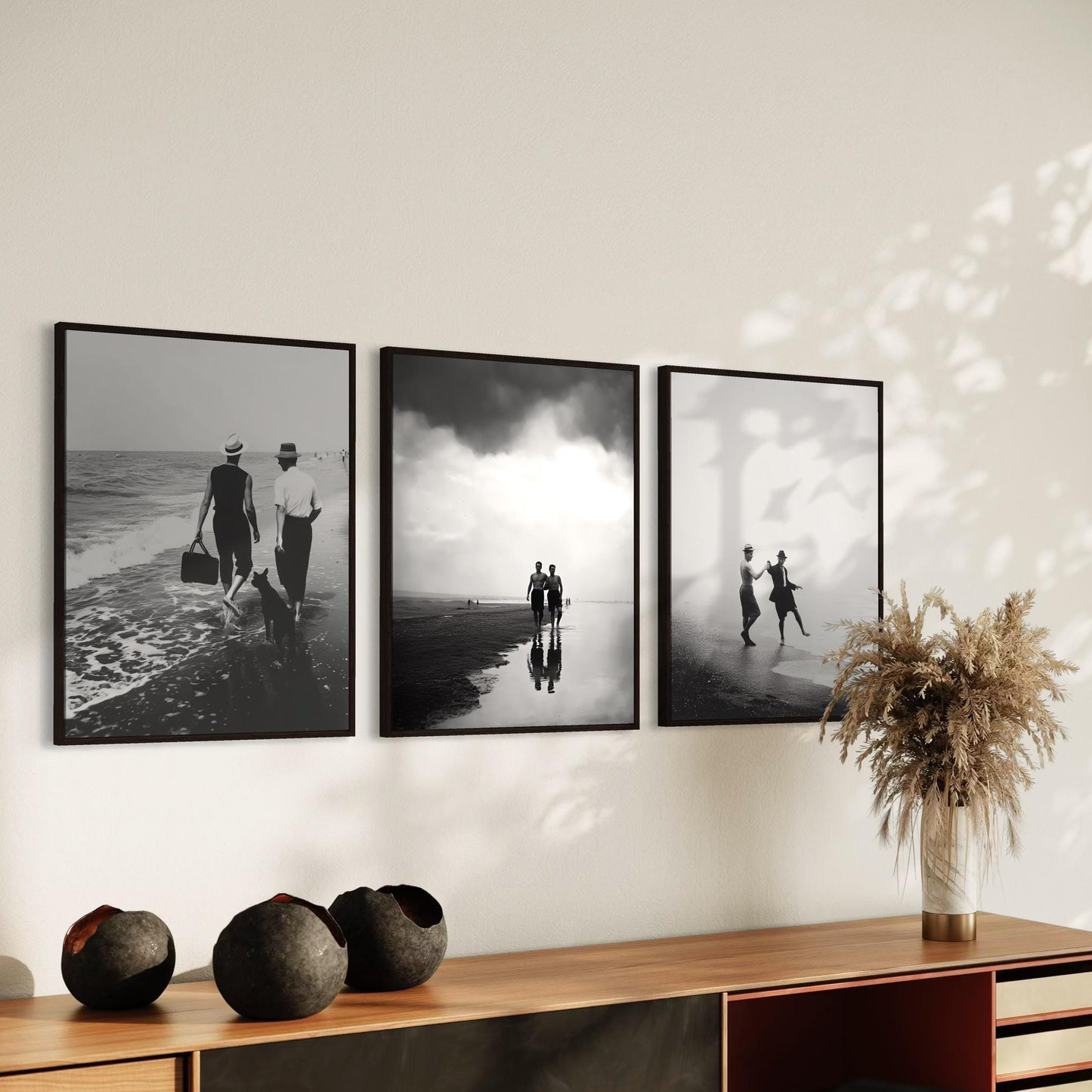Coastal Affairs (1 of 3) – Vintage Style Gay Couple Beach Photo Print | Queer Romance Wall Art | Unframed Matte LGBTQ+ Photography Poster