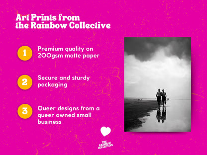 Coastal Affairs (2 of 3) – Vintage Style Gay Couple Beach Photo Print set | Queer Romance Wall Art | Unframed Matte LGBTQ Photography Poster