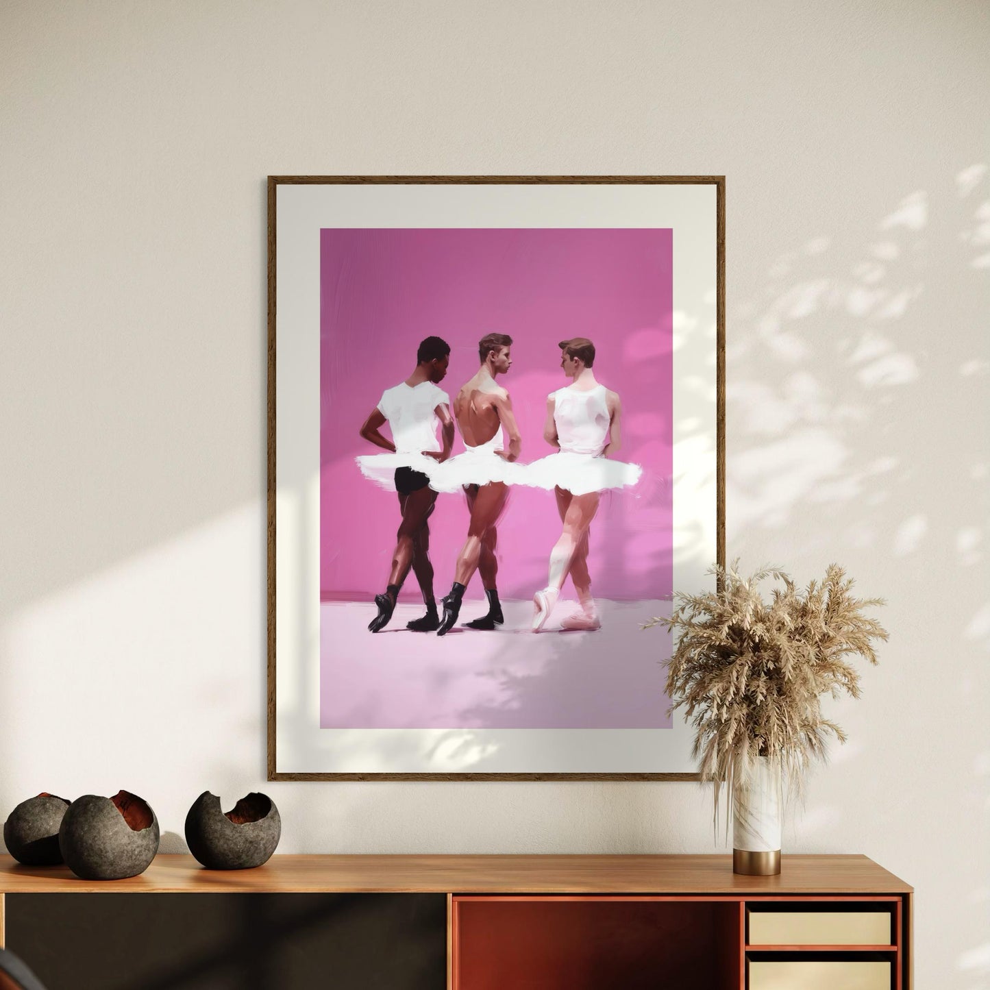Barre Talk - Queer Balletcore Art Print | Gay Ballet Boys in Tutu, Oil Style LGBTQ+ Wall Decor | Unframed 200gsm Matte Poster