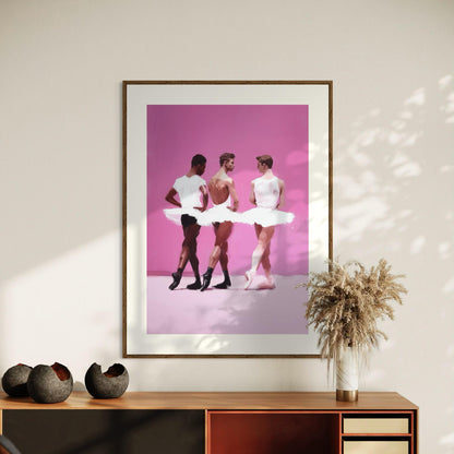 Barre Talk - Queer Balletcore Art Print | Gay Ballet Boys in Tutu, Oil Style LGBTQ+ Wall Decor | Unframed 200gsm Matte Poster