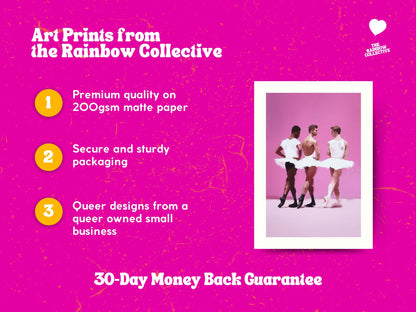 Barre Talk - Queer Balletcore Art Print | Gay Ballet Boys in Tutu, Oil Style LGBTQ+ Wall Decor | Unframed 200gsm Matte Poster
