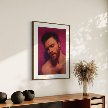 Velvet Reverie – Queer Wall Art Print | Gay Oil-Style Portrait in Pink | Daydream Pleasure LGBTQ+ Decor | Unframed Matte Poster