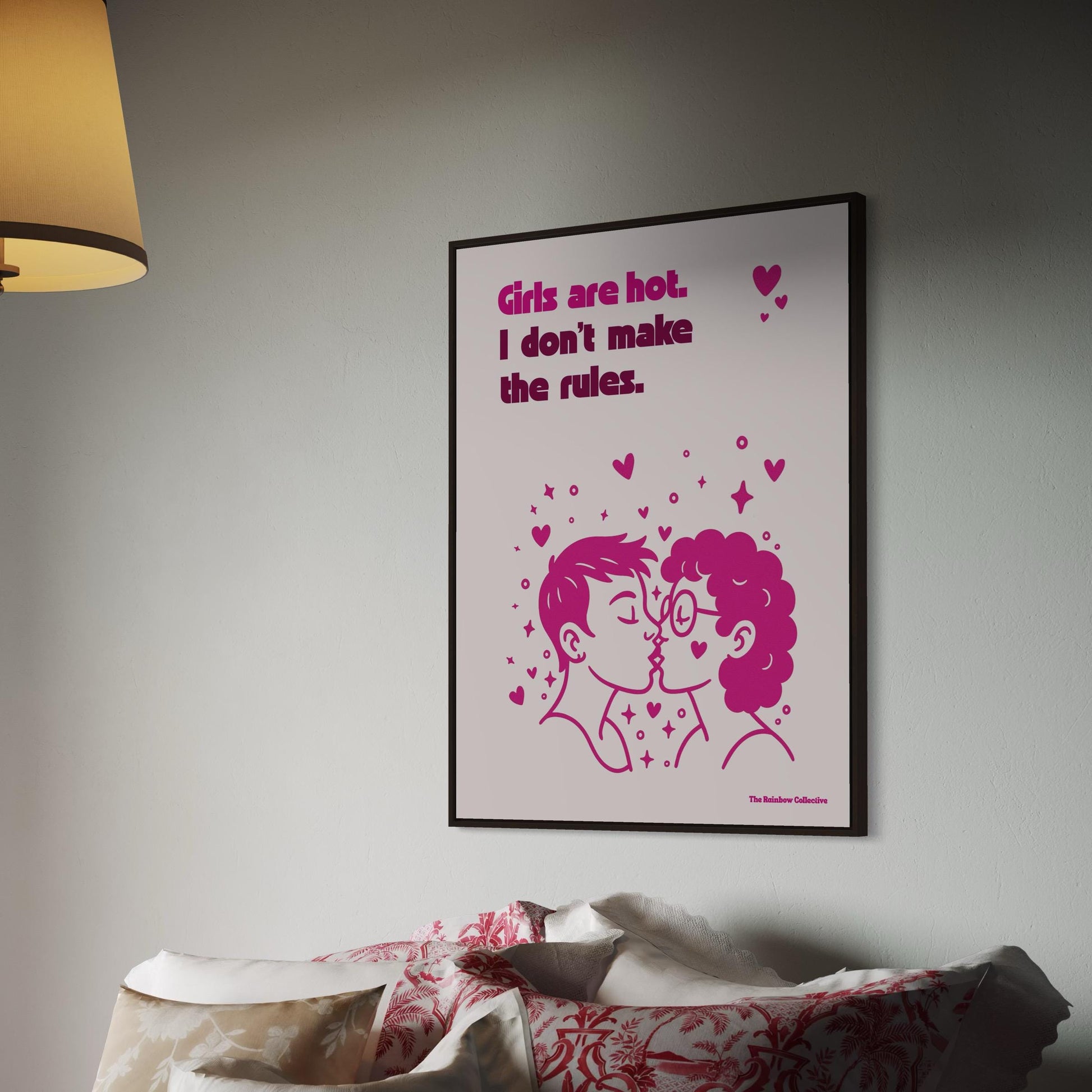 Girls Are Hot. I Don’t Make the Rules – Queer Lesbian Wall Art Print | Funny Sapphic Poster | Unframed Matte LGBTQ+ Print, Feminist Gift