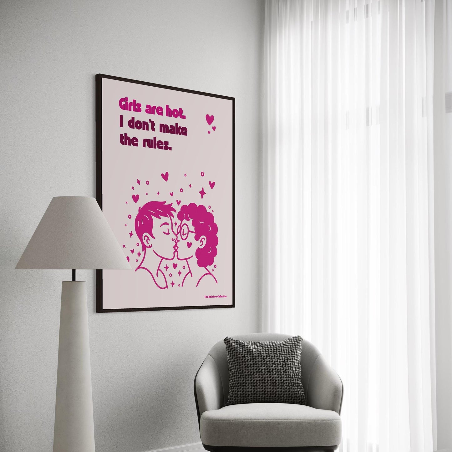 Girls Are Hot. I Don’t Make the Rules – Queer Lesbian Wall Art Print | Funny Sapphic Poster | Unframed Matte LGBTQ+ Print, Feminist Gift