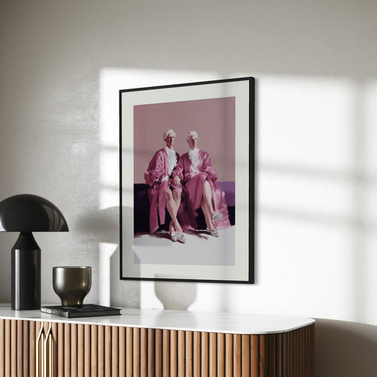 High Court High Heels Art Print – Queer Rococo-Inspired Wall Art | Camp Gay Decor | Pink Oil Painting Style | LGBTQ+ Digital Download