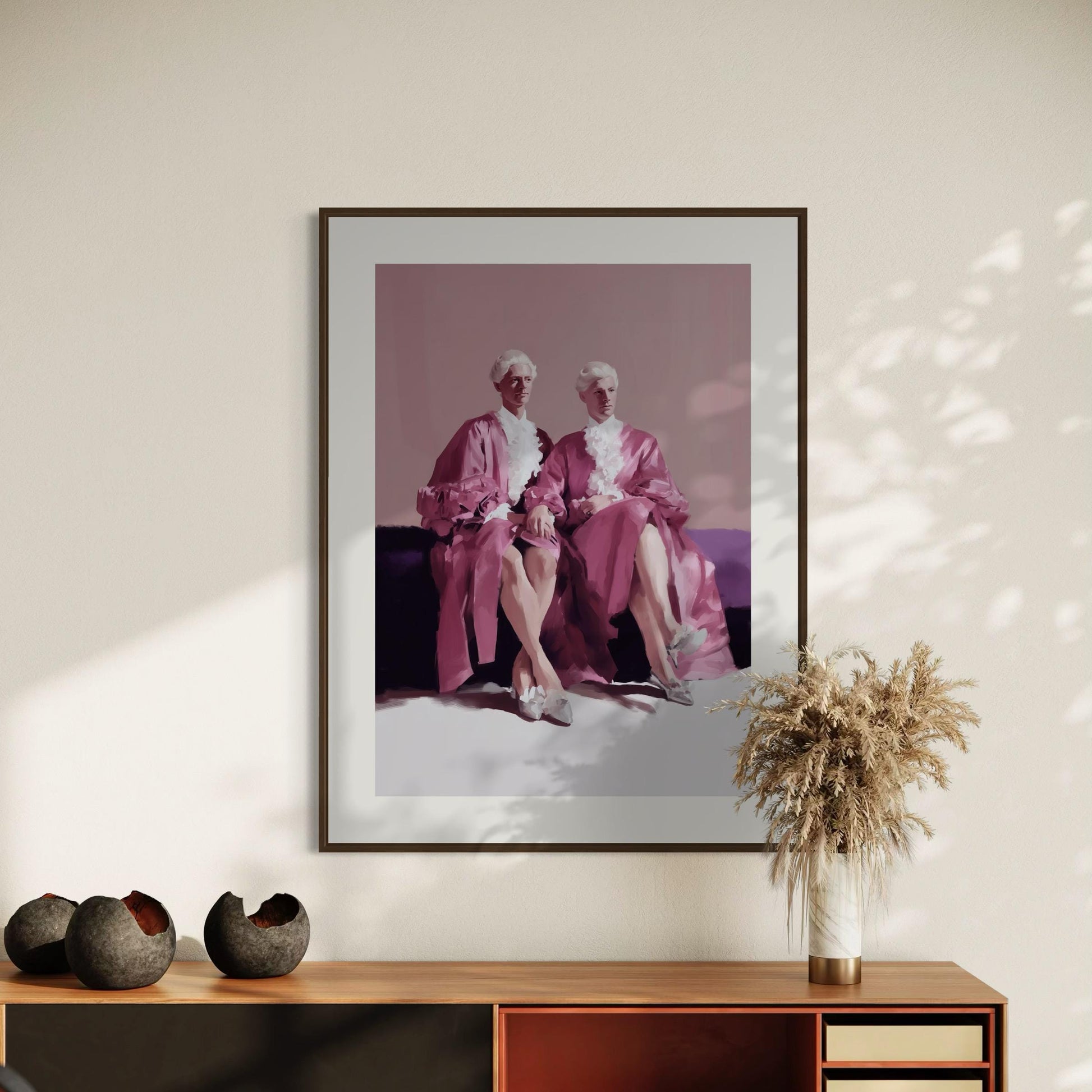 High Court High Heels Art Print – Queer Rococo-Inspired Wall Art | Camp Gay Decor | Pink Oil Painting Style | LGBTQ+ Digital Download