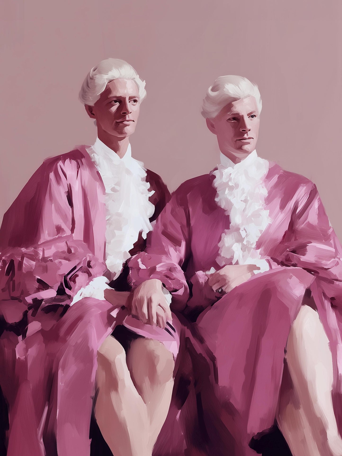 High Court High Heels Art Print – Queer Rococo-Inspired Wall Art | Camp Gay Decor | Pink Oil Painting Style | LGBTQ+ Digital Download