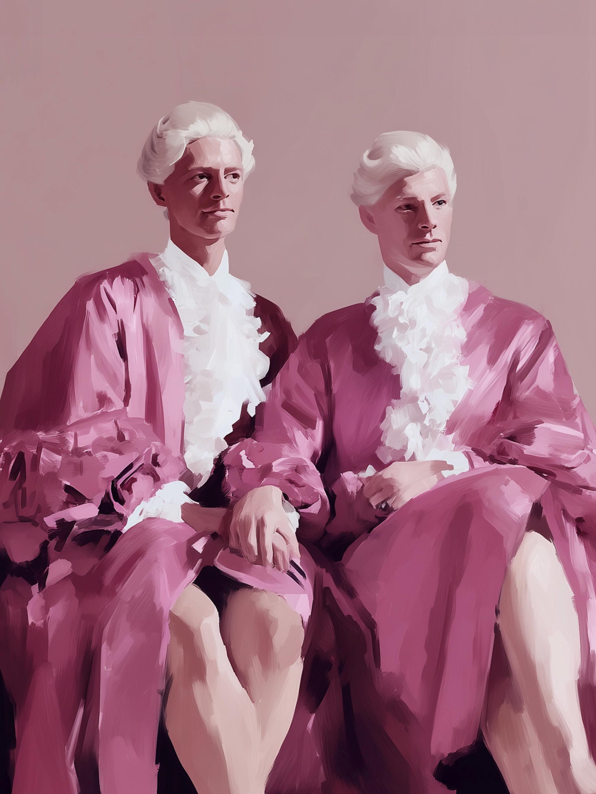 High Court High Heels Art Print – Queer Rococo-Inspired Wall Art | Camp Gay Decor | Pink Oil Painting Style | LGBTQ+ Digital Download
