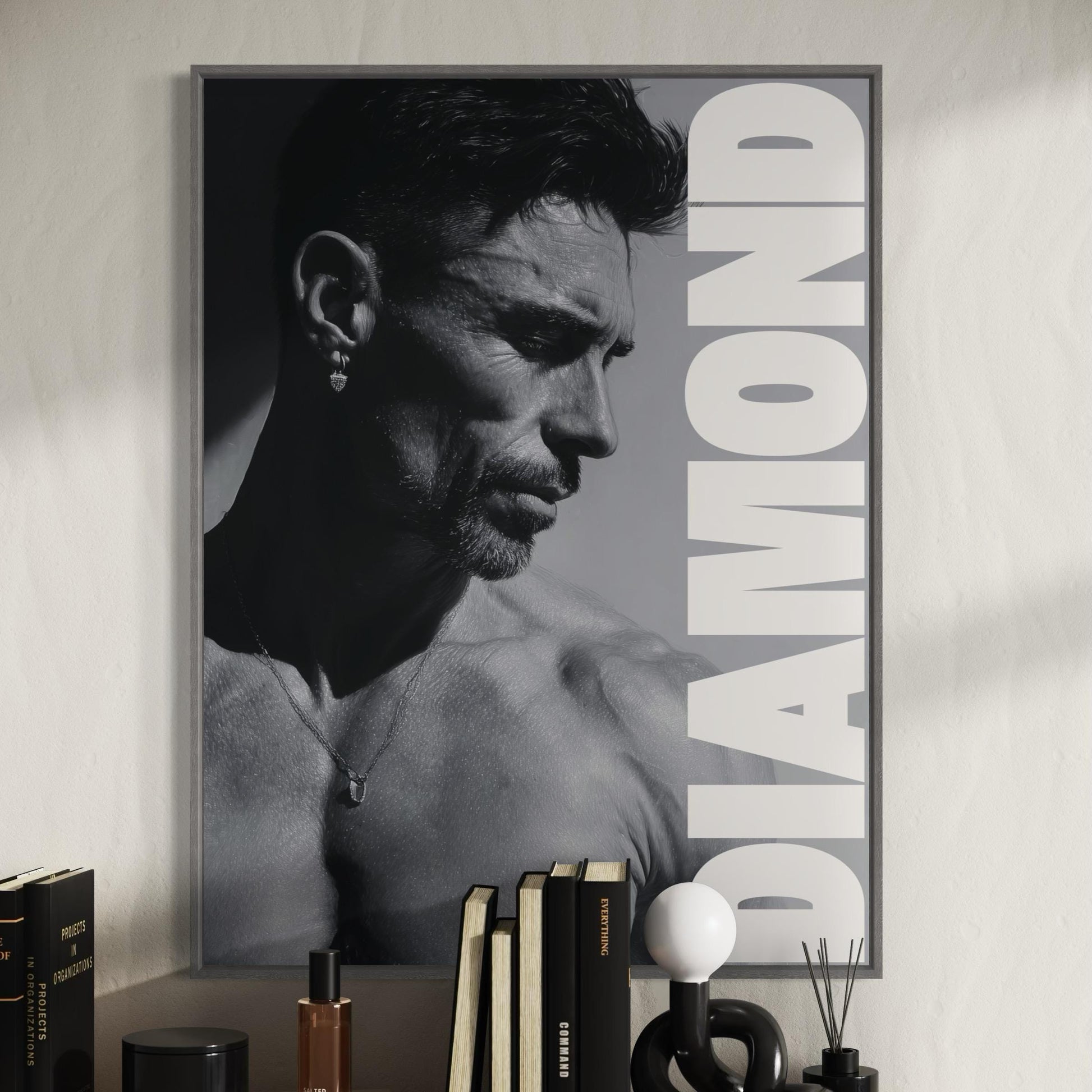 Diamond Print - Queer Art Poster, Diamond Daddy Duo (2 of 2), Gay Male Wall Art, Black & White Pride Decor, Bold Poster Gift for Him