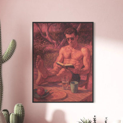 Afternoon Sunshine - Queer Art Print | Gay Man Reading in Garden by Gay Artist | Unframed 200gsm Matte LGBTQ+ Wall Decor