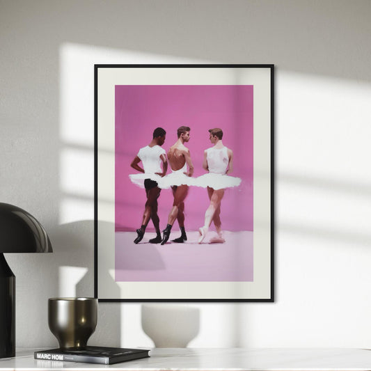 Barre Talk - Queer Balletcore Art Print | Gay Ballet Boys in Tutu, Oil Style LGBTQ+ Wall Decor | Unframed 200gsm Matte Poster