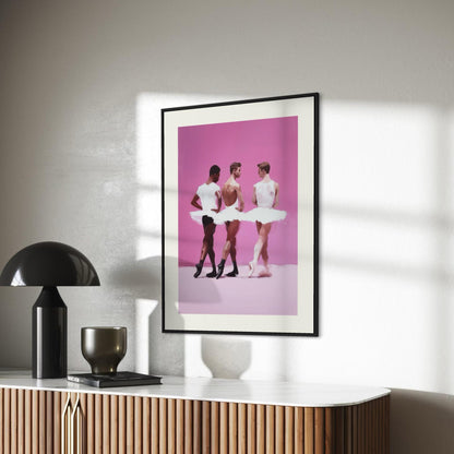 Barre Talk - Queer Balletcore Art Print | Gay Ballet Boys in Tutu, Oil Style LGBTQ+ Wall Decor | Unframed 200gsm Matte Poster