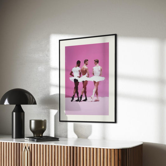 Barre Talk - Queer Balletcore Art Print | Gay Ballet Boys in Tutu, Oil Style LGBTQ+ Wall Decor | Unframed 200gsm Matte Poster