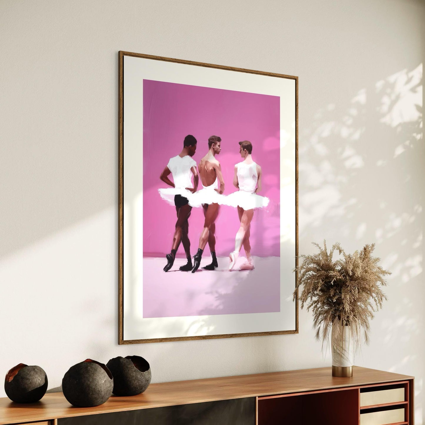Barre Talk - Queer Balletcore Art Print | Gay Ballet Boys in Tutu, Oil Style LGBTQ+ Wall Decor | Unframed 200gsm Matte Poster