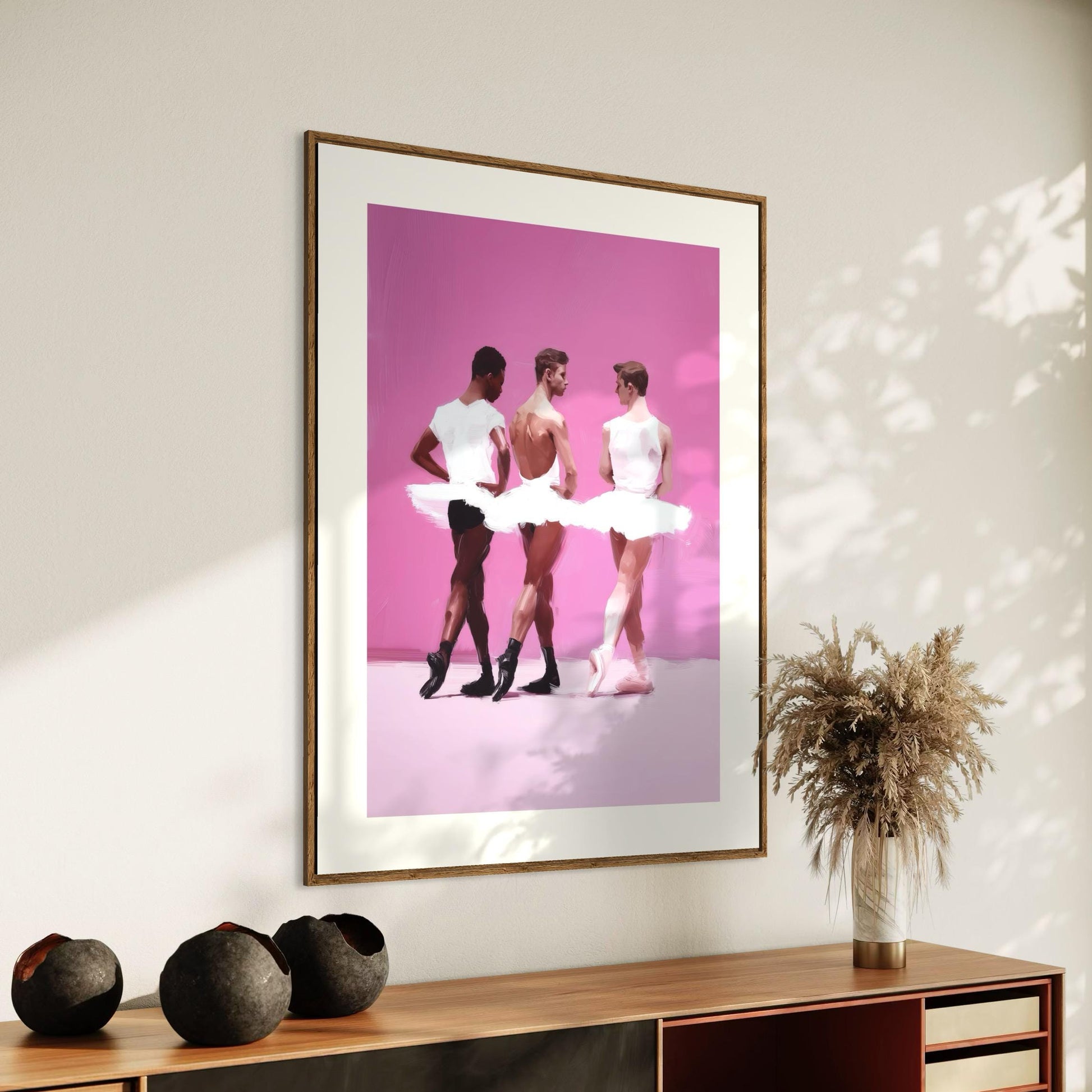 Barre Talk - Queer Balletcore Art Print | Gay Ballet Boys in Tutu, Oil Style LGBTQ+ Wall Decor | Unframed 200gsm Matte Poster
