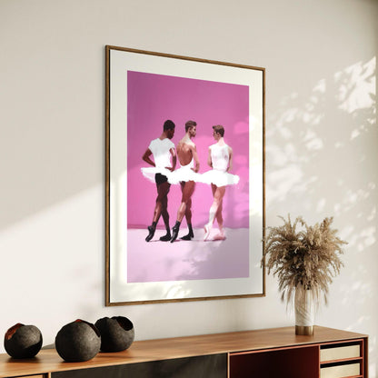 Barre Talk - Queer Balletcore Art Print | Gay Ballet Boys in Tutu, Oil Style LGBTQ+ Wall Decor | Unframed 200gsm Matte Poster
