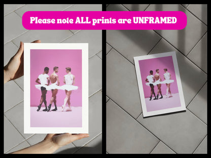 Barre Talk - Queer Balletcore Art Print | Gay Ballet Boys in Tutu, Oil Style LGBTQ+ Wall Decor | Unframed 200gsm Matte Poster