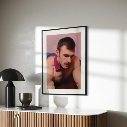 Pink Collar Crime - Queer Wall Art Print | Gay Oil-Style Portrait with Velvet Collar | Unframed 200gsm Matte Paper LGBTQ+ Decor